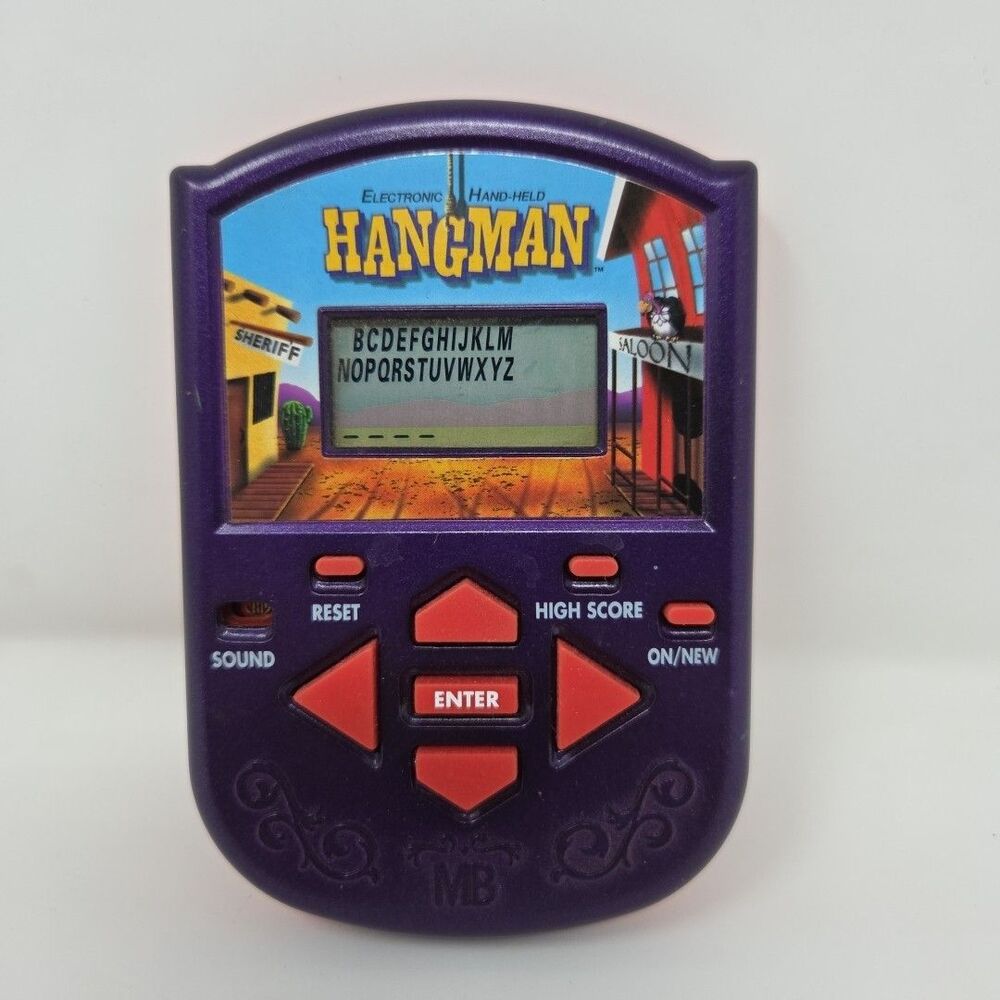 Vintage Hangman Electronic Handheld Game - Milton Bradley 1995 - Tested Works!!